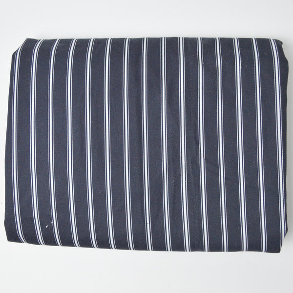 Black + White Striped Cotton Twill Fabric - 52" x 144"