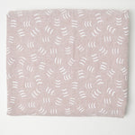 Dusty Pink + White Print Cotton + Linen Blend Fabric - 64" x 72"