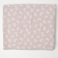 Dusty Pink + White Print Cotton + Linen Blend Fabric - 64" x 72"