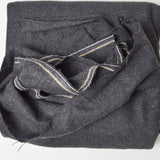 Charcoal Gray Woolly Twill Woven Fabric - 50" x 76"