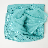 Teal Sequined Mesh Fabric - 56" x 56"