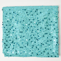 Teal Sequined Mesh Fabric - 56" x 56"