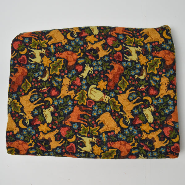 Hooked Rug Animals Print Flannel Fabric - 42" x 170"