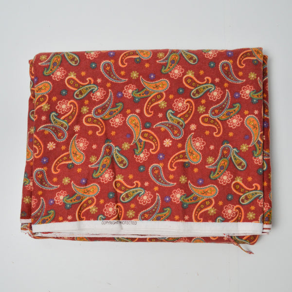 Red Paisley Flannel Fabric - 40" x 105"