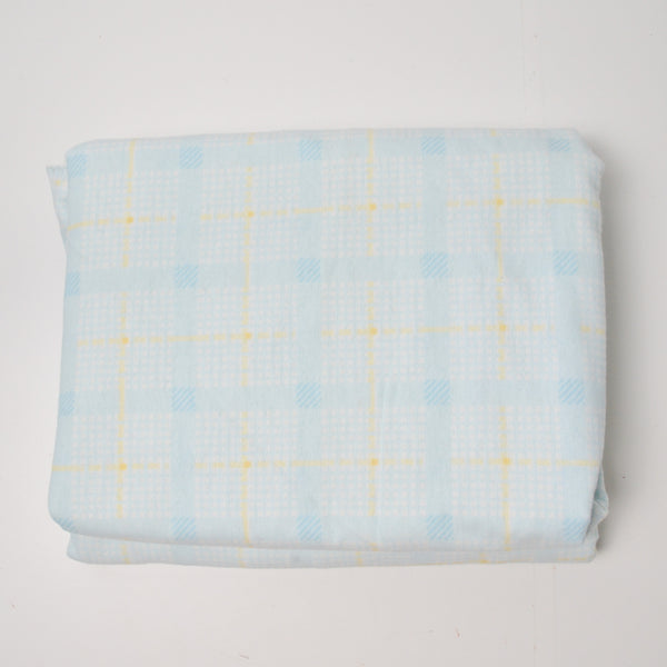 Light Blue + Yellow Plaid Flannel-Backed Fabric - 64" x 88"