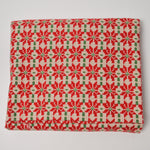 Red + Green Knit Poinsettia Print Flannel Fabric - 42" x 112"