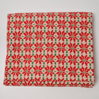 Red + Green Knit Poinsettia Print Flannel Fabric - 42" x 112"