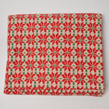Red + Green Knit Poinsettia Print Flannel Fabric - 42" x 112"