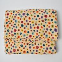 Light Tan + Colorful Dot Print Flannel Fabric - 42" x 104"