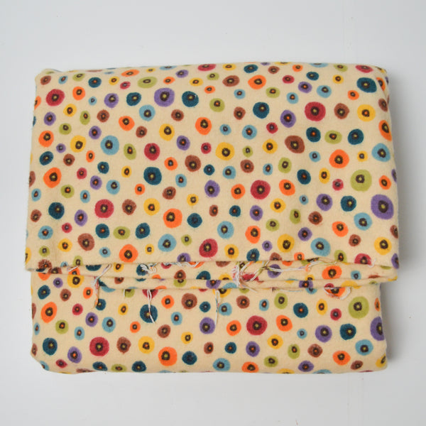 Light Tan + Colorful Dot Print Flannel Fabric - 42" x 104"