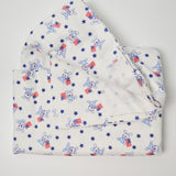 Patriotic Bunny + Stars Print Flannel Fabric - 44" x 72"