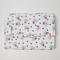 Patriotic Bunny + Stars Print Flannel Fabric - 44" x 72"
