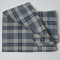 Gray, Blue + Green Plaid Woolly Woven Fabric - 54" x 60"