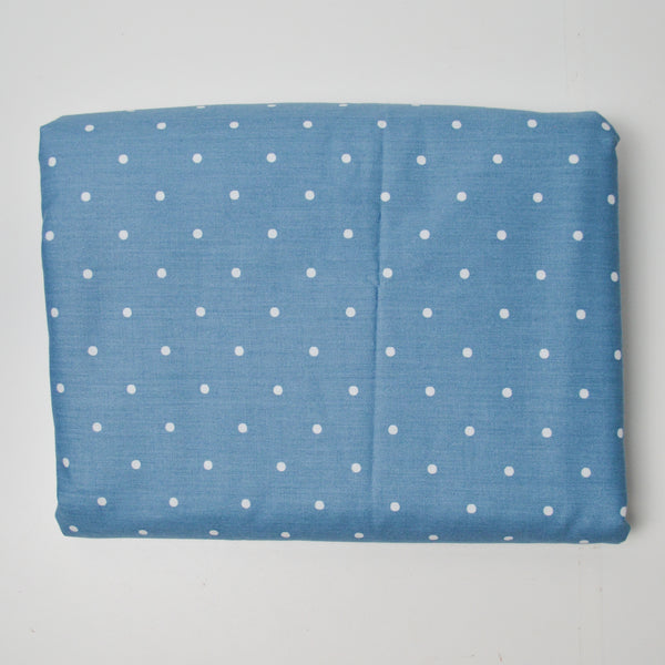 Blue + White Dotted Quilting Weight Woven Fabric - 44" x 256"