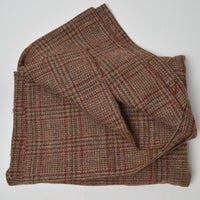 Brown + Red Plaid Woolly Woven Fabric - 54" x 58"