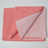 Red + White Striped Seersucker Fabric - 44" x 70"
