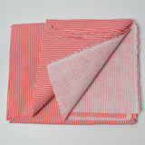 Red + White Striped Seersucker Fabric - 44" x 70"
