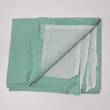 Green + White Striped Seersucker Fabric - 44" x 70"