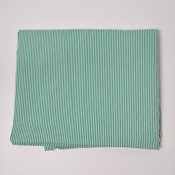 Green + White Striped Seersucker Fabric - 44" x 70"