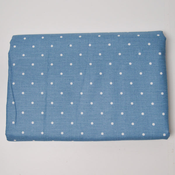 Blue + White Dotted Quilting Weight Woven Fabric - 44" x 184"