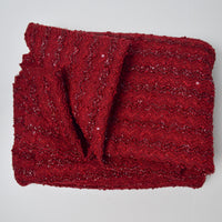 Sparkly Red Striped Boucle Knit Fabric - 66" x 116"