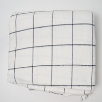 White + Black Windowpane Brushed Twill Woven Fabric - 46" x 216"