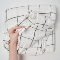 White + Black Windowpane Brushed Twill Woven Fabric - 46" x 216"