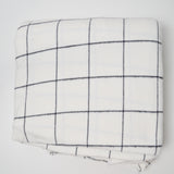 White + Black Windowpane Brushed Twill Woven Fabric - 46" x 216"