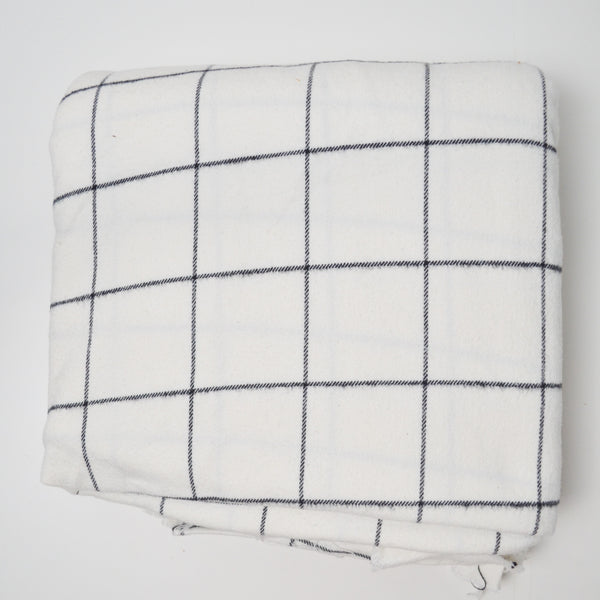 White + Black Windowpane Brushed Twill Woven Fabric - 46" x 216"