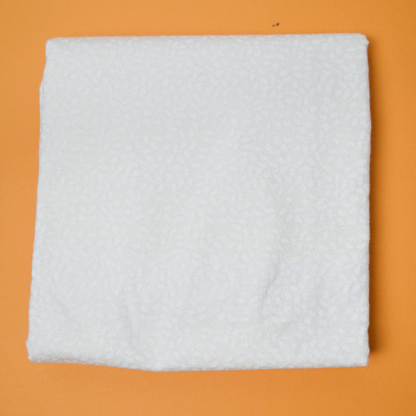 White on Cream Leaf Print Quilting Weight Woven Fabric - 44" x 170"
