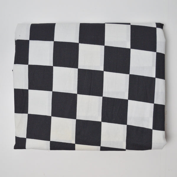 Black + White Checkered Woven Fabric - 40" x 160" (Some Stains)