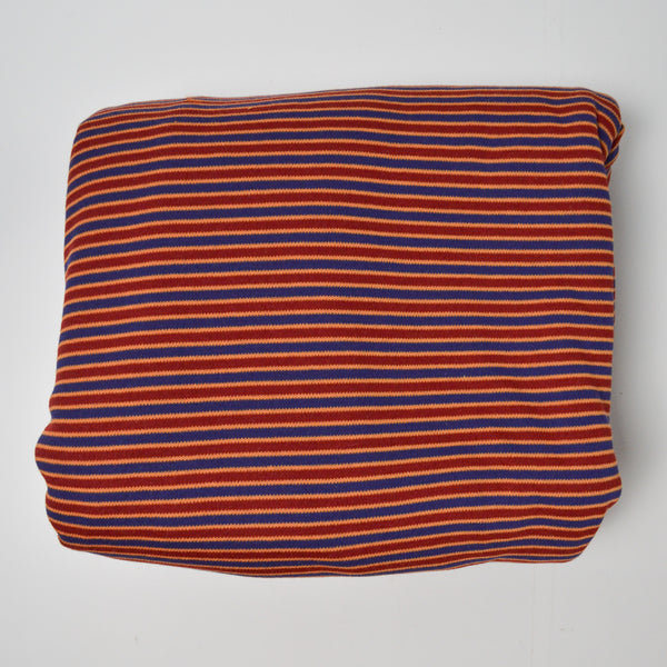 Purple, Red + Orange Striped Knit Fabric - 80" x 144"