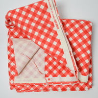 Red + White Diagonal Gingham Print Flannel Fabric - 44" x 170"