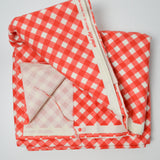 Red + White Diagonal Gingham Print Flannel Fabric - 44" x 170"