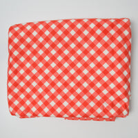 Red + White Diagonal Gingham Print Flannel Fabric - 44" x 170"