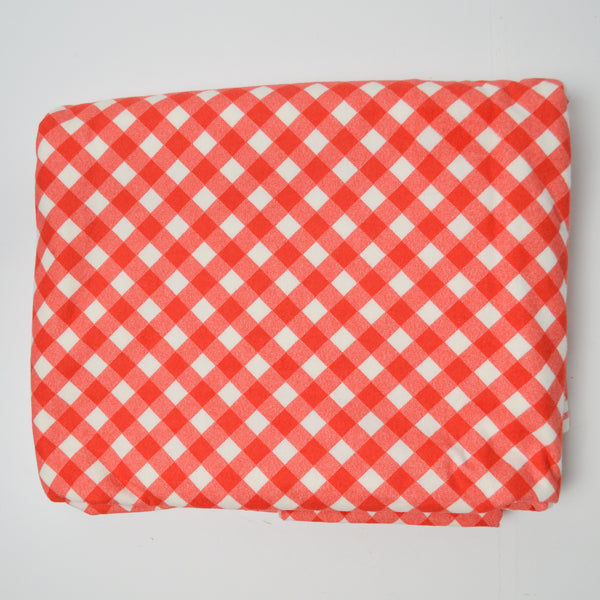 Red + White Diagonal Gingham Print Flannel Fabric - 44" x 170"
