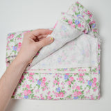 Purple, Pink + White Floral Flannel Fabric - 42" x 86"