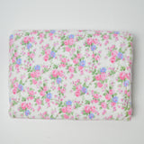 Purple, Pink + White Floral Flannel Fabric - 42" x 86"