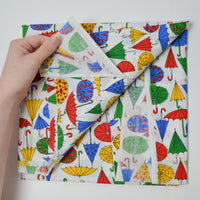 Vintage Colorful Umbrella Print Woven Fabric - 31" x 44"