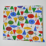 Vintage Colorful Umbrella Print Woven Fabric - 30" x 41"