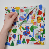 Vintage Colorful Umbrella Print Woven Fabric - 30" x 41"
