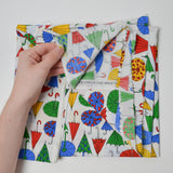 Vintage Colorful Umbrella Print Woven Fabric - 30" x 41"