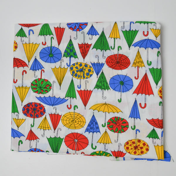 Vintage Colorful Umbrella Print Woven Fabric - 30" x 41"