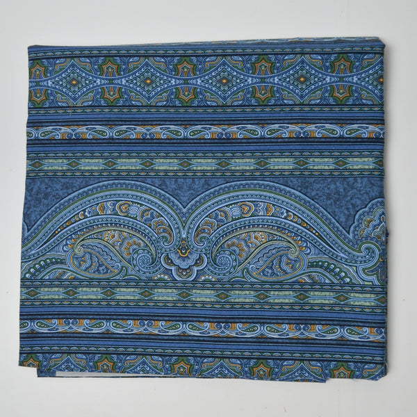 Blue + Green Paisley Print Quilting Weight Woven Fabric - 44" x 60"