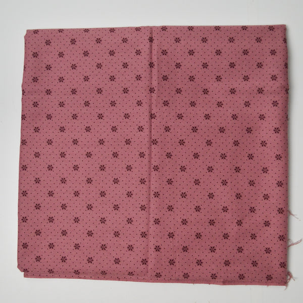 Pink + Burgundy Tiny Dots + Floral Motif Quilting Weight Woven Fabric - 42" x 54"