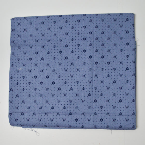 Blue Tiny Dots + Floral Motif Quilting Weight Woven Fabric - 28" x 42"