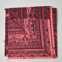 Red + Pink Floral Border Quilting Weight Woven Fabric - 42" x 84"