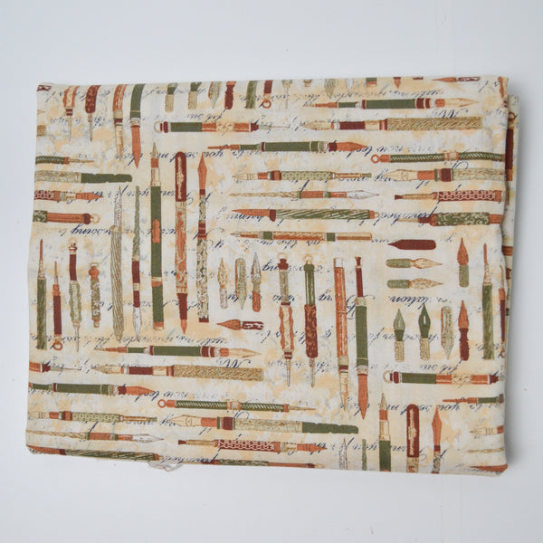 Pen Print Quilting Weight Woven Fabric - 44" x 108"