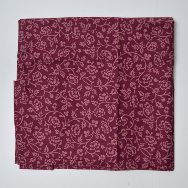 Maroon Floral Quilting Weight Woven Fabric - 42" x 44"
