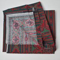 Green + Red Patterned Striped Quilting Weight Woven Fabric - 44" x 66"